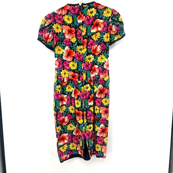 Vintage Talbots Nipon 100% Silk Floral Tulip Dress Women's Size 4 - Picture 7 of 9
